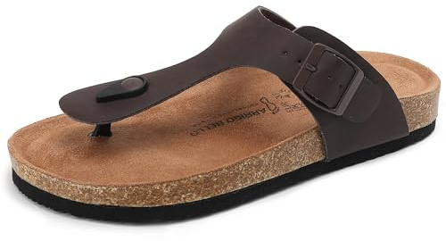 ARRIGO BELLO Chanclas para Hombre Mujer soporte ortopédico para el arco Cuero PU Confort Mulas Punta Abierta Corcho Verano Zapatillas Hebilla Playa Slippers Piscina EU 36-46