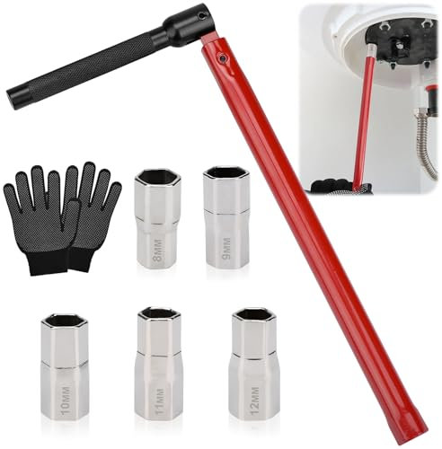 Nakutita Standhahnmutterschlüssel Set, 13 mm Standhahnschlüssel, Stahlqualität Armaturenzange Wasserhahn Montagewerkzeug 8-12mm, für Waschbeckenarmatur Sanitärinstallationen (Ohne Kartenbacke)