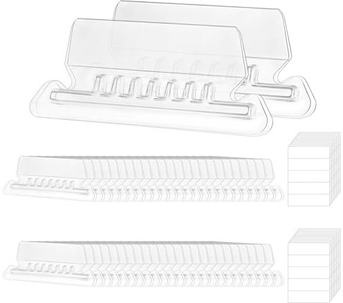50 PCS Suspension File Tabs and Inserts, Clear Plastic File Folder Labels Tab with Repositionable Label Insert, Clear Filing Cabinet Dividers for School Office Identification (50 Tabs & 50 Inserts)