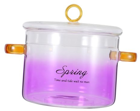 LALADEFIEE High Borosilicate Glass Stewpot with Lid Heat Resistant Clear Cooking Pot for Ramen Noodles Milk and Sauces Capacity for Stovetop Use