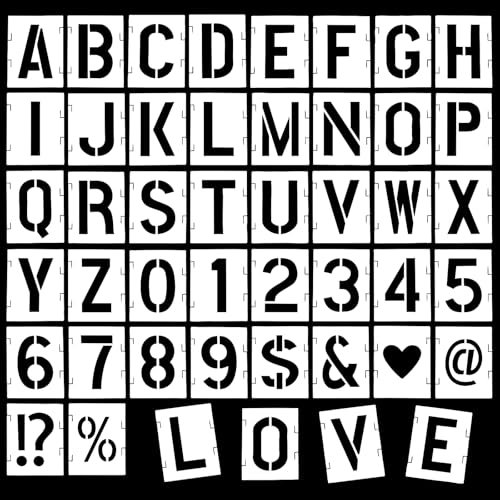 8 cm Buchstaben Schablone Groß, 42 Stück Buchstabenschablonen, Wiederverwendbar DIY Buchstabenschablonen, Schablonen Buchstaben für Zahlen Zeichen Malen und Basteln Zahlenschablonen