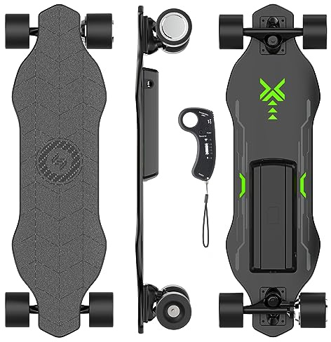 Elektro Skateboard Jugendliche mit Fernbedienung,19KM/H mit 300W Motor,12-16KM Reichweite,Fernbedienung Mit 4 Geschwindigkeitsstufen,Wasserdicht Schockabsorbierendes Longboard für Anfänger