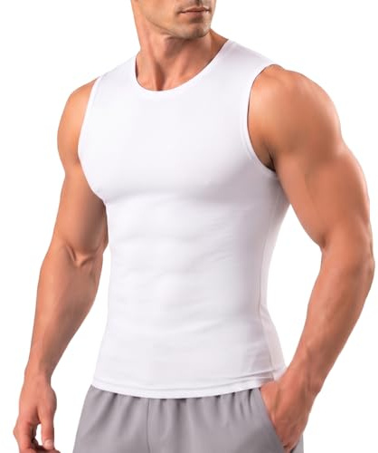 HYCOPROT Débardeur de Compression pour Homme sans Manches Séchage Rapide Débardeur Gainant sous-Vêtement Fonctionnel Respirant t-Shirt de Sport Baselayer Tops Course Musculation Running Fitness