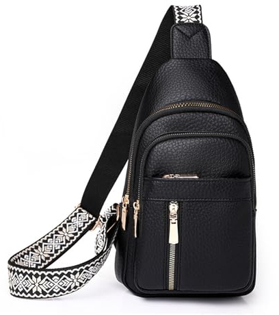 kaGeneric267.13- Wbougisay Crossbody väska dam relevant crossbody väska vokat anti-stöld crossbody väskor för kvinnor daglig resväska stor dam (svart, en storlek)