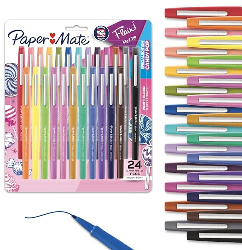Paper Mate Flair Felt Tip Pens, Medium Point (0.7mm), 24 Count - Back to School, Teacher Supplies, Arts & Crafts