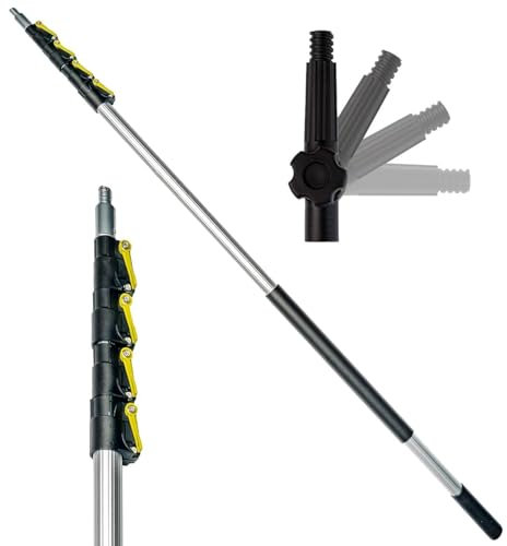 DOCAZOO Telescopic Pole for Cleaning - Window Cleaning Equipment, Ceiling Cleaning, Feather Duster, Snow Removal, Gutter Cleaner, High Reach Indoor & Outdoor Kit - (12 Ft Extension Pole)