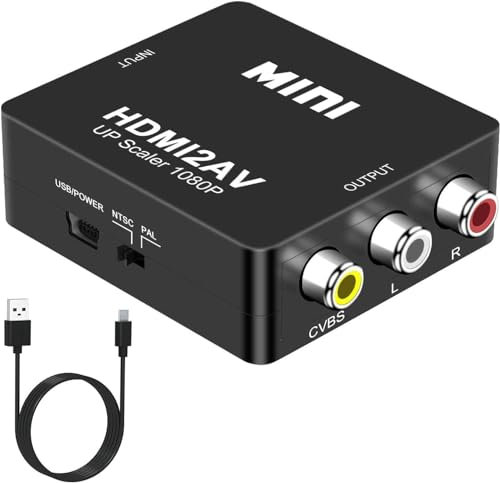 DIGITNOW!HDMI auf AV Konverter,HDMI auf AV Wandler 3 RCA CVBS Composite Mini 1080P Signal Video Audio Converter Adapter mit USB Ladekabel für PC/Laptop/Xbox /PS4/PS3/TV/VCR/DVD