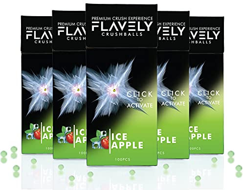FLAVELY ICE APPLE Crushball capsules for Cigarettes | Includes Flavoured Crush balls for 500 Filter Tips | Comes With Small Crushballs Dispenser | Extra Strong Flavour Compared to Menthol Cards! 5PACK