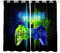 Loussiesd Game Fenstervorhang Schlafzimmer 175x140cm Gamer Spiel Zimmer Blickdicht Vorhänge Dekor Jungen Jugendliche Kinder Gaming Vorhang Blau Grün Neon Gamepad Vorhänge Dekor Set of 2er Panels