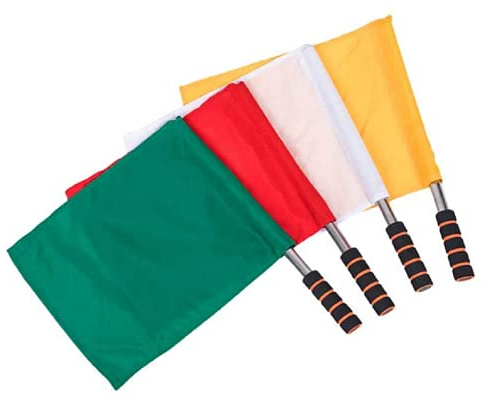 zmgmsmh 4 pcs Referee Flags Stainless Steel Rod Sponge Handle Linesman flags Command Flag Signal Flag for Soccer Volleyball Football sports match supplies