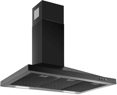 SNDOAS Black Range Hood 36 inches,Stainless Steel Wall Mount Range Hood Black,Kitchen Hood Vent with Ducted/Ductless Convertible,Hood Vents for Kitchen,Ductless Range Hood,Vent Hood 36 inch
