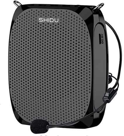 Voice Amplifier, SHIDU Portable Voice Amplifier Rechargeable with Wired Microphone Headset, 10W 1800mAh Supports MP3 Format Audio, Lightweight Amp for Teachers,Classroom,Coaches, Tour Guide,Speech