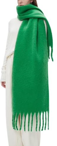 OUNIYA, écharpe épaisse à carreaux en tartan coloré, écharpe surdimensionnée et épaisse en cachemire doux pour femme, grande écharpe en laine d'hiver chaude', vert vif, Large