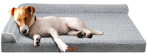 Fur & Bone Velvet Large Dog Bed - Orthopedic Dog Mattress with Egg Crate Foam for Joint Support - Non-Slip Bottom - Washable Bed - Puppy Bed - Crate Large Dogs