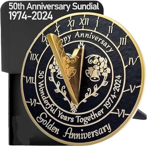 ANTIQUEMEDIEVAL Sonnenuhr zum 50. Hochzeitstag 2024, mit Ständer