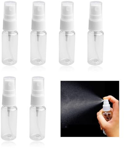NVTEGR 6 Piece Mini Fine Mist Spray Bottles - 20ML Transparent Refillable Bottle for Traveling, Make-Up, Skincare and Cleaning Liquids