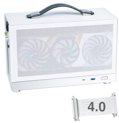 MiniNeo S300 Tragbares 8-Liter-Mini-ITX-Gehäuse mit kleinem Formfaktor, fortschrittlichem belüftetem Panel,Inklusive PCIe 4.0 Riser
