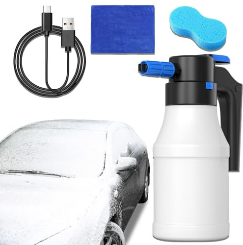 Elektrischer Schaumsprüher mit USB 1.5L mit 30 x 40 cm Mikrofasertücher Elektrisches Auto Schaumsprühgerä Großes Fassungsvermögen Schaumsprühgerät für Autopfleg、Haus、Garten