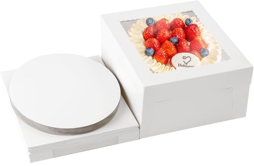 Aevcvok 10 Piezas Cajas para Tartas 30,5 x 30,5 x 20,3 cm - Caja Tarta con Bandeja y Ventana, Caja de Cartón para Pasteles, Recipiente para Tartas, Cake Box - 12 x 12 x 8 inch