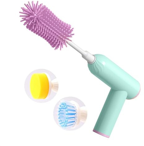 KRXSOBNV, Spazzola for Scarpe Ricaricabile for la casa, Spazzola for Pulizia multicinetica Impermeabile, Interno ed Esterno, artefatto for Scarpe. Elettrico,Lucidascarpe Elettrico(Green)