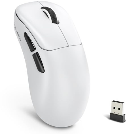 HXSJ T700 Ratón Inalámbrico Ultraligero para Juegos, Ergonómico para Diestros, Wireless BT/2.4G/USB Cable Mice, Sensor óptico de 10000 DPI, Batería de 500 mAh, Controlador Web, para PC/Mac - Blanco