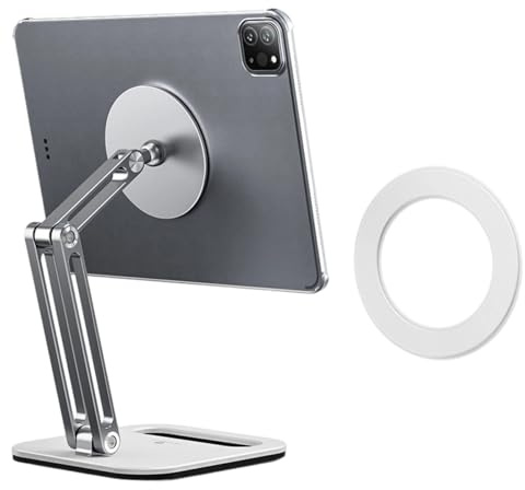 Supporto per tablet rotante Supporto da tavolo pieghevole espandibile Base in alluminio Controllo della tensione a cricchetto Supporto per telefono da tavolo regolabile espandibile