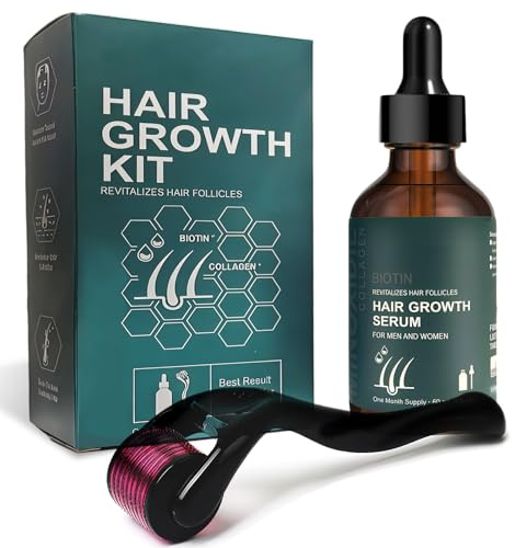 60ml Siero Capelli Crescita,Cura Dei Capelli Essenza, con 0.5mm Roller,Creare capelli densi E pieni, Rinforza Cuoio Capelluto e Hair, Per uomo e donna