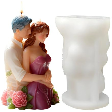 qixeuoa 3D Love Couple Candle Mould - Flexible & Easy Removable Romantic - Hugging Couple Motif Candle Shape | For Users Home Party Studio Valentine's Day Housewarming Party