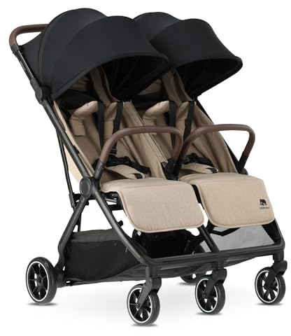 Deryan Rolo X2 XL - Cochecito 2 en 1 – Cochecito pequeño plegable – Nacimiento hasta 4 años – Cochecito de bebé por asiento soporta hasta 44 kg – cochecito plegable – compacto y plegable – Turrón