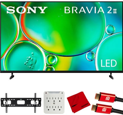 Sony BRAVIA 2 II 75 inch 4K HDR Smart LED Google TV (2025) K75S20M2 Bundle with Deco Mount 37-100 TV Wall Mount Bracket, 4K HDMI Cable, 6-Outlet Surge Adapter with Night Light and Microfiber Cloth