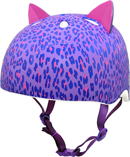 Krash Girls Bike Helmet, Purple Leopard Kitty, Leopard Kitty Purple