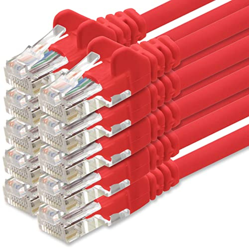 1aTTack.de Câble Réseau Cat6 Cat 6-10x 0,5m - RJ45 Ethernet LAN DSL Routeur Modem - Rouge