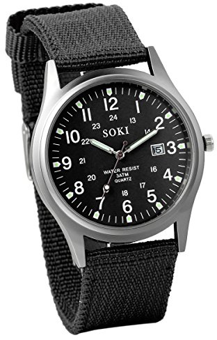 Avaner klockor män nylonarmband: armbandsur analog kvartsrörelse med kalender lysande visare funktion herrklocka casual sport utomhus aktivitetsklocka för män