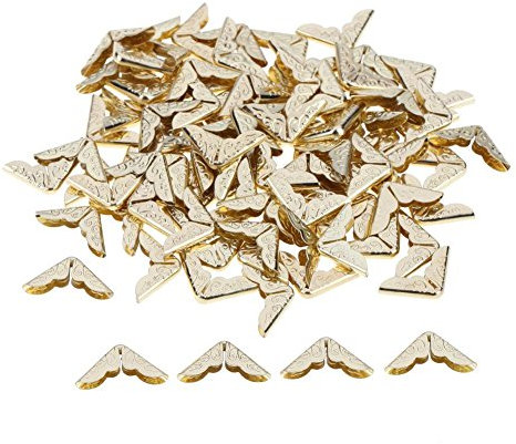 Demiawaking, 100 Stück Metall-Buchecken / Eckenschutz für Scrapbooks, Alben, Menüs, Notizbücher, Ordner usw. gold