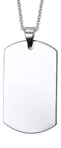 VNOX Personalisieren Sie Hundemarken Anhänger Halskette,Gravur einzelner Hundemarken für Herren Damen,Erkennungsmarken der Militärarmee,Geschenk für Ehemann Papa Junge Freund Bruder Schwester Silber