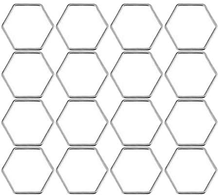 LiQunSweet 60 Pcs 304 Stainless Steel Linking Ring Hexagon Frame Link Connector Charms Pendant for Women Men Jewelry Making - 13.5x12mm