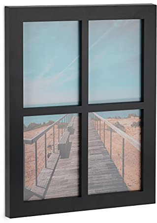 Relaxdays Portafoto Multiplo da 4 Cornici 18x13, Collage Multifoto, HxL: 44 x 33,5 cm, Collage Foto da Muro, Nero