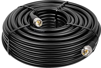 MOOKEERF 100FT RG8 Coaxial Cable, UHF Male PL-259, 50 Ohm, Low Loss, CB Radio, VHF Radio, SWR Meter, Antenna Analyzer