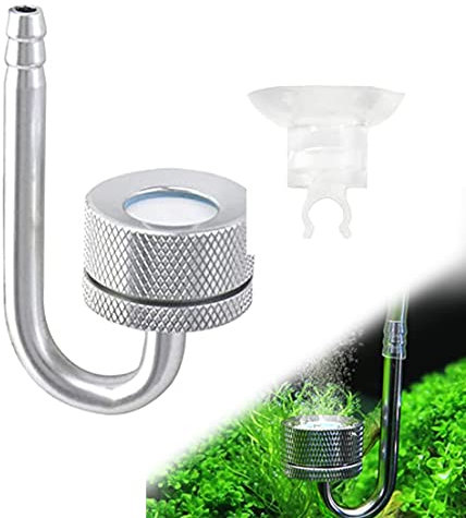 Aquarium Zerstäuber Aquarium CO2 Diffusor Aluminiumlegierung Co2 System Diffusor Aquarium Bubbler Mit U-Form Anschlussrohr und Saugnäpfen CO2 Diffusor FüR Aquarien, Aquarium Wasserpflanze Zubehör