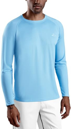WILLIT UV-tröja herr rashguard långärmad funktionell skjorta för simning surfing fiske vandring andas snabbtorkande solskydd sportskjorta, blå, 3XL