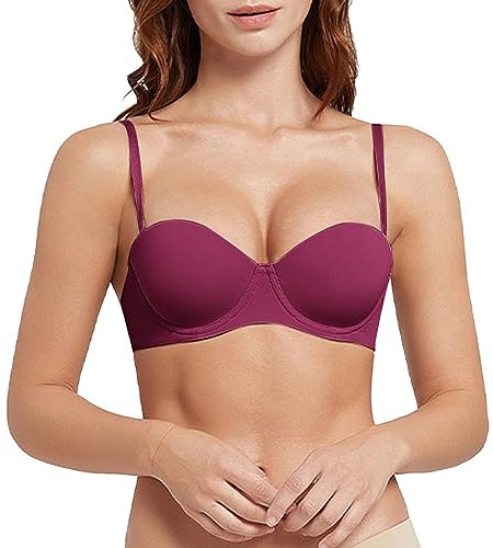 Reggiseno da donna con reggiseno bralette imbottito senza ferretto senza cuciture comodo reggiseno morbido coppa reggiseni 36c, Rosso, K