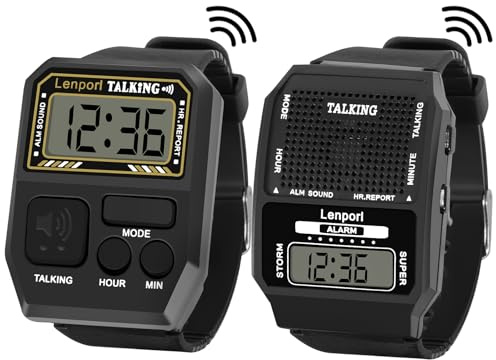 Lenporl Orologio parlante parlante inglese per non vedenti, orologio da polso parlante con voce trasparente, orologio atomico auto-impostante, per bambini e adulti, anziani e riunioni sportive