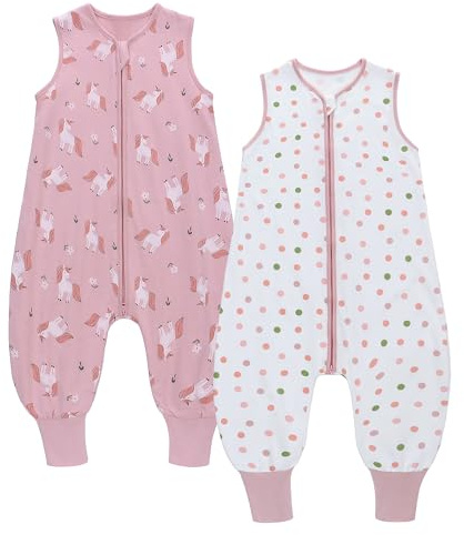 2-pack baby sovsäck sommar med fötter 0,5 tog 100 % bomull barn sommarsovsäck för pojkar och flickor