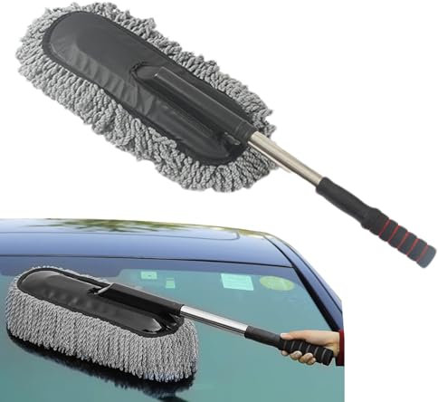 Plumeau Microfibre Lavable Télescopique, Brosse Voiture Lavage Extérieur Anti Rayure, Poignée Extensible Pour Le Nettoyage, Pour Tableau De Bord De Voiture, Moto, Tableau De Bord, Grille D'aération
