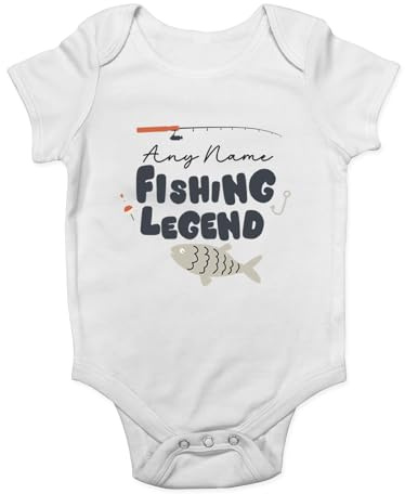 Shopagift Personalised Any Name Fishing Legend Baby Vest Bodysuit Boys Girls