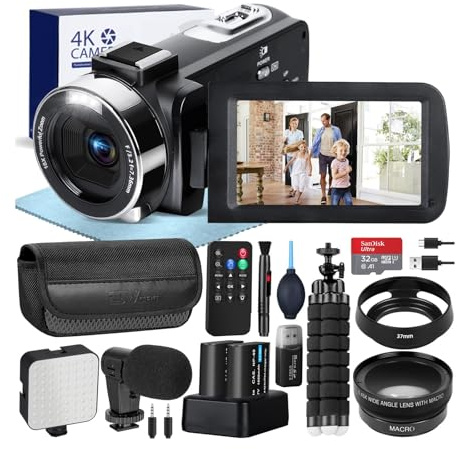 4K-videokamera 60 FPS 48MP UHD-videoinspelning Digitalkamera Autofokus, 18X digital zoomkamera, 3-tums skärm