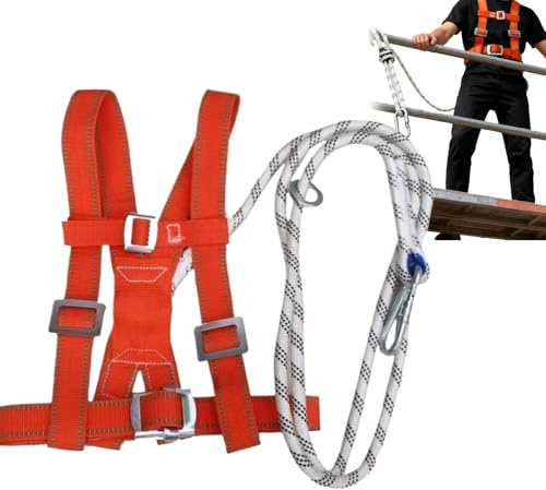Tanxier Harnais De Sécurité Pour La Construction - Équipement À Double Sangle Réglable,Harnais De Construction Protection Anti-Chute | Pour Hommes Débutants Professionnels Nettoyeurs De Vitres