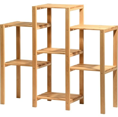 dobar® green label 29162FSC Blumenregal 3-stufig | Dekorative Blumentreppe 7 Regalböden | Blumenleiter Massivholz | Blumenständer Indoor und Outdoor | Mehrstöckig | 31 x 97 x 87 cm | Natur