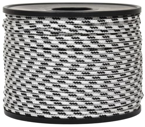 Corderie Italiane 006040347 Treccia Sky Cordino Intrecciato, Bianco/Nero, 2 mm, 50 mt