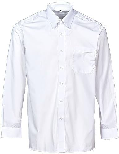 Mens Classic Long Sleeve Easy Care Formal Shirts Size 14.5 to 22 (16.5, White)